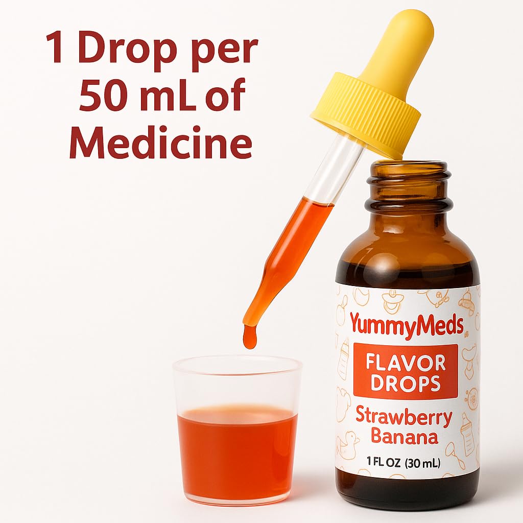 YummyMeds Strawberry Banana Flavor Drops – Kid-Friendly Flavor Enhancer for Liquid Medicines – 1 fl oz (30 mL)