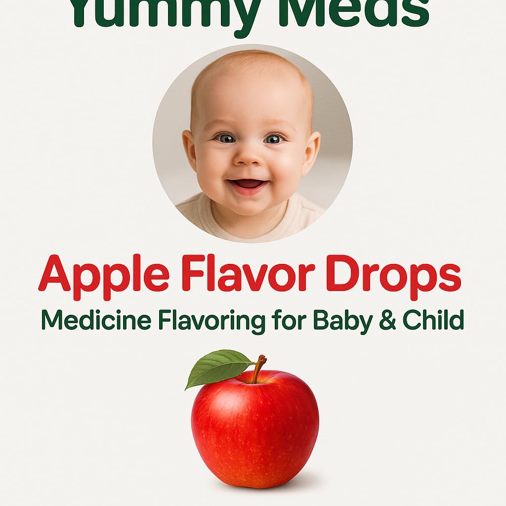 Yummy Meds Flavor Medicine Flavoring Drops for Baby Child Kids Bad Tasting Medicines (Apple)