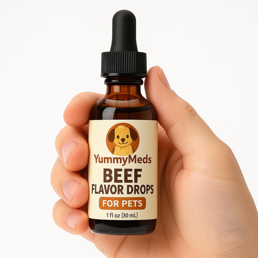 YummyMeds Beef Flavor Drops – Veterinary Medicine Taste Enhancer for Pets – 1 fl oz (30 mL)