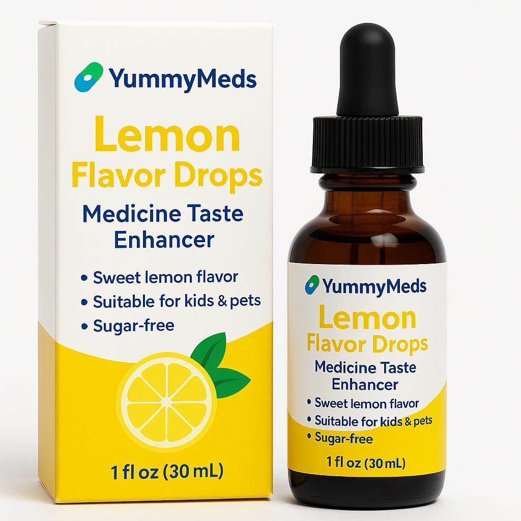 YummyMeds Lemon Flavor Drops – Medicine Taste Enhancer for Kids, Pets & Adults – 1 fl oz (30 mL)