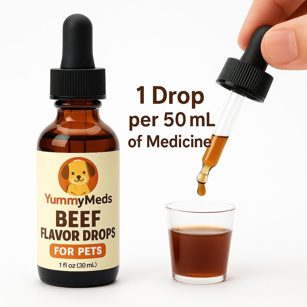 YummyMeds Beef Flavor Drops – Veterinary Medicine Taste Enhancer for Pets – 1 fl oz (30 mL)