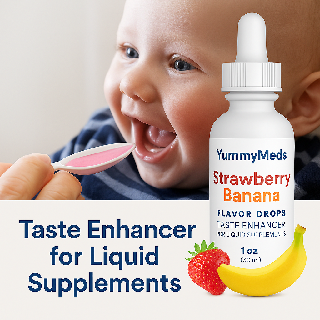 YummyMeds Strawberry Banana Flavor Drops – Kid-Friendly Flavor Enhancer for Liquid Medicines – 1 fl oz (30 mL)