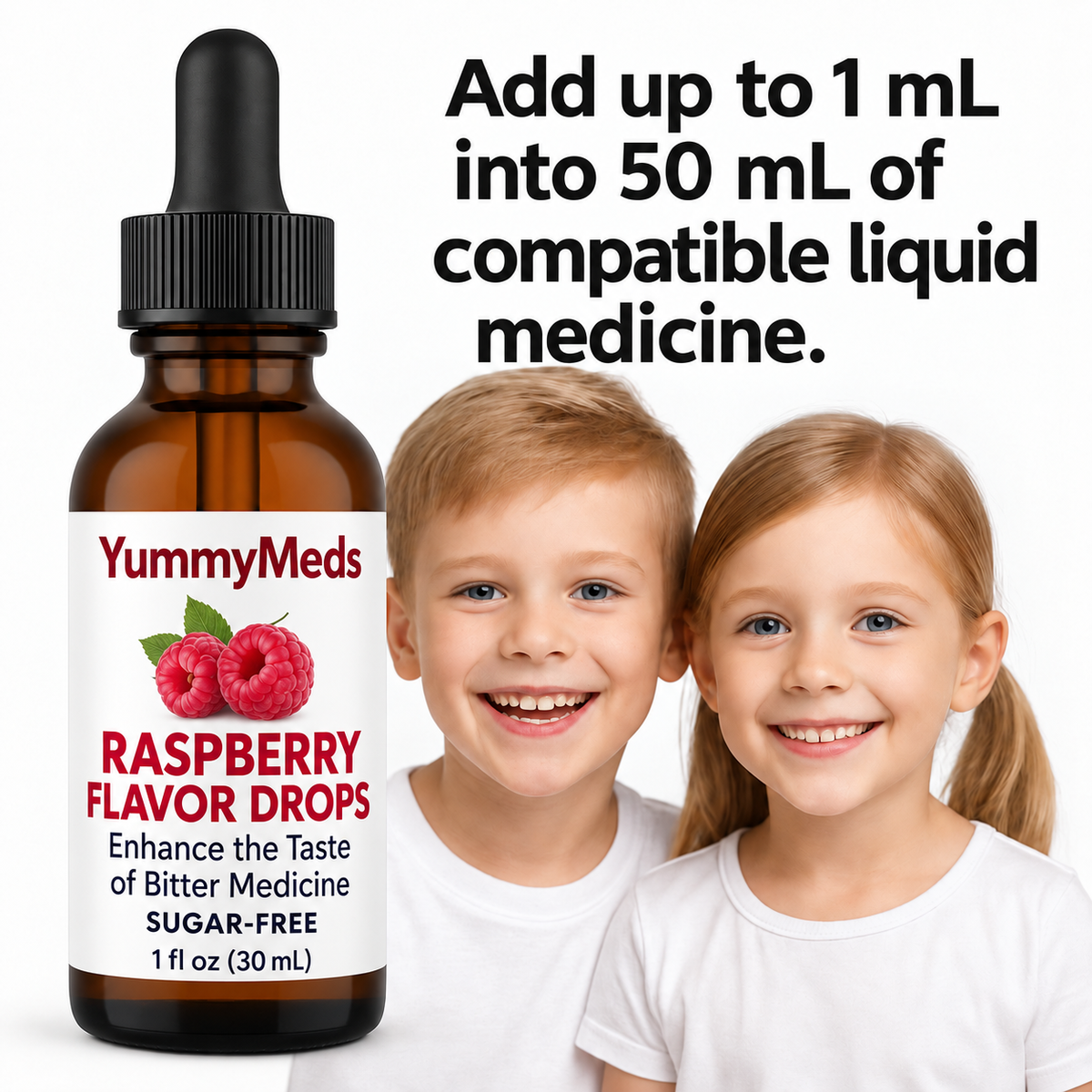 YummyMeds Raspberry flavor drops, 1 fl oz (30 mL) — product illustration 1