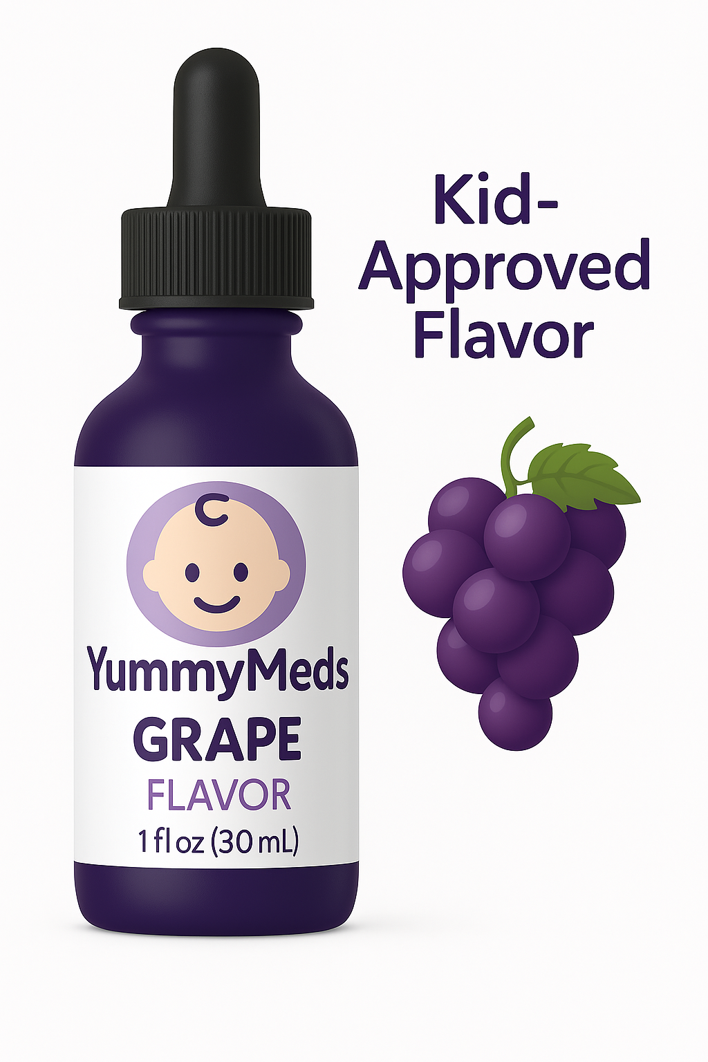 Yummy Meds Grape Flavor Drops – Pediatric & Veterinary Use – Masks Bitter Taste in Liquid Medicine – Kid-Approved,– 1 fl oz (30mL) exp 2028