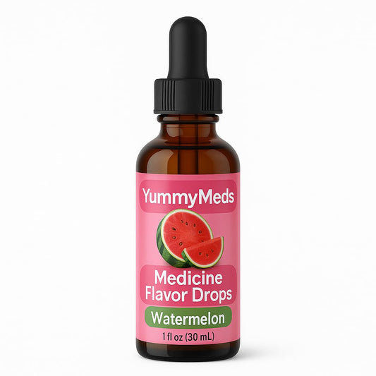 YummyMeds Watermelon Flavor Drops – Medicine Flavoring for Kids & Pets – Masks Bitter Taste – Alcohol-Free – 1 fl oz (30mL) exp 2028