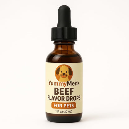 YummyMeds Beef Flavor Drops – Veterinary Medicine Taste Enhancer for Pets – 1 fl oz (30 mL)