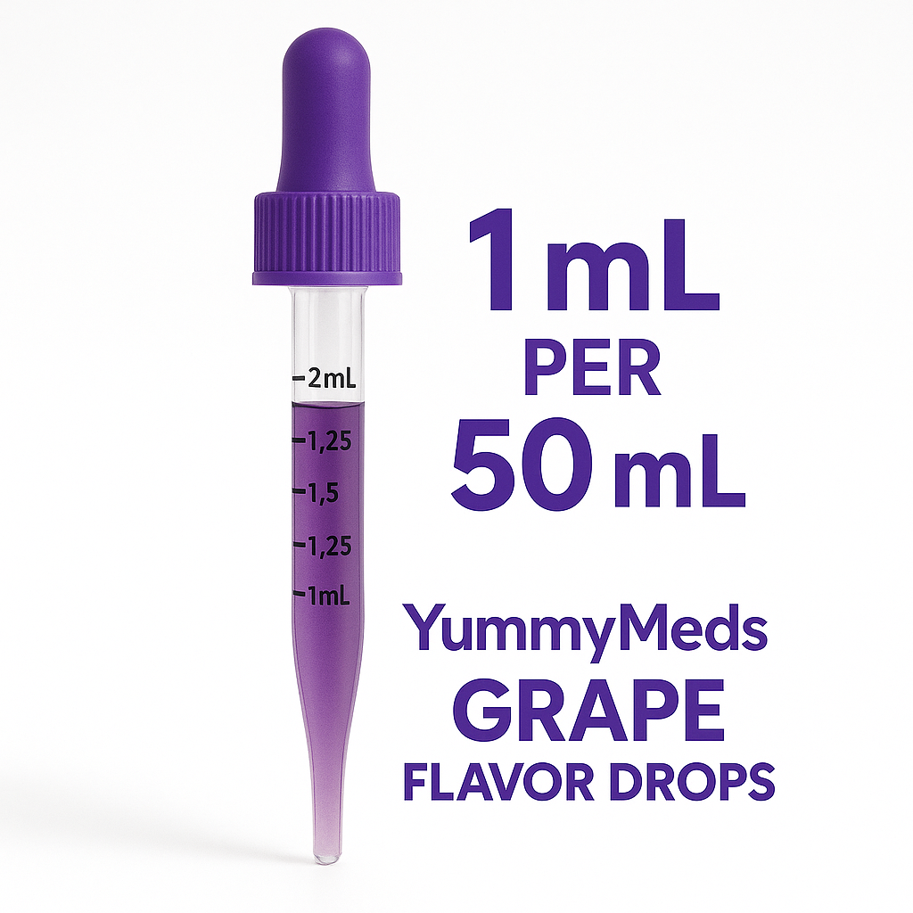 Yummy Meds Grape Flavor Drops – Pediatric & Veterinary Use – Masks Bitter Taste in Liquid Medicine – Kid-Approved,– 1 fl oz (30mL) exp 2028