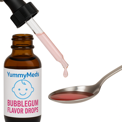 YummyMeds Bubble Gum Flavor Drops – Medicine Flavoring for Kids – Masks Bitter Taste – Sugar-Free – 1 fl oz (30mL) EXP 2028