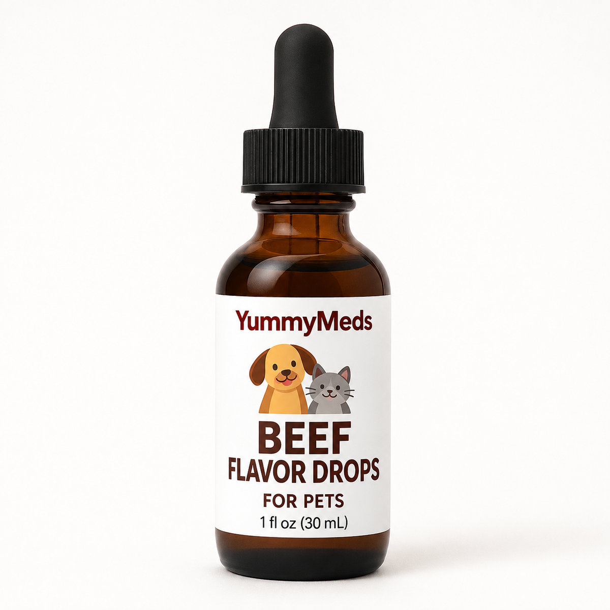 YummyMeds Beef flavor drops, 1 fl oz (30 mL) — for pets, product illustration 1