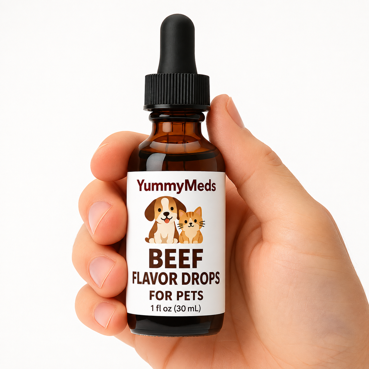 YummyMeds Beef flavor drops, 1 fl oz (30 mL) — for pets, product illustration 4