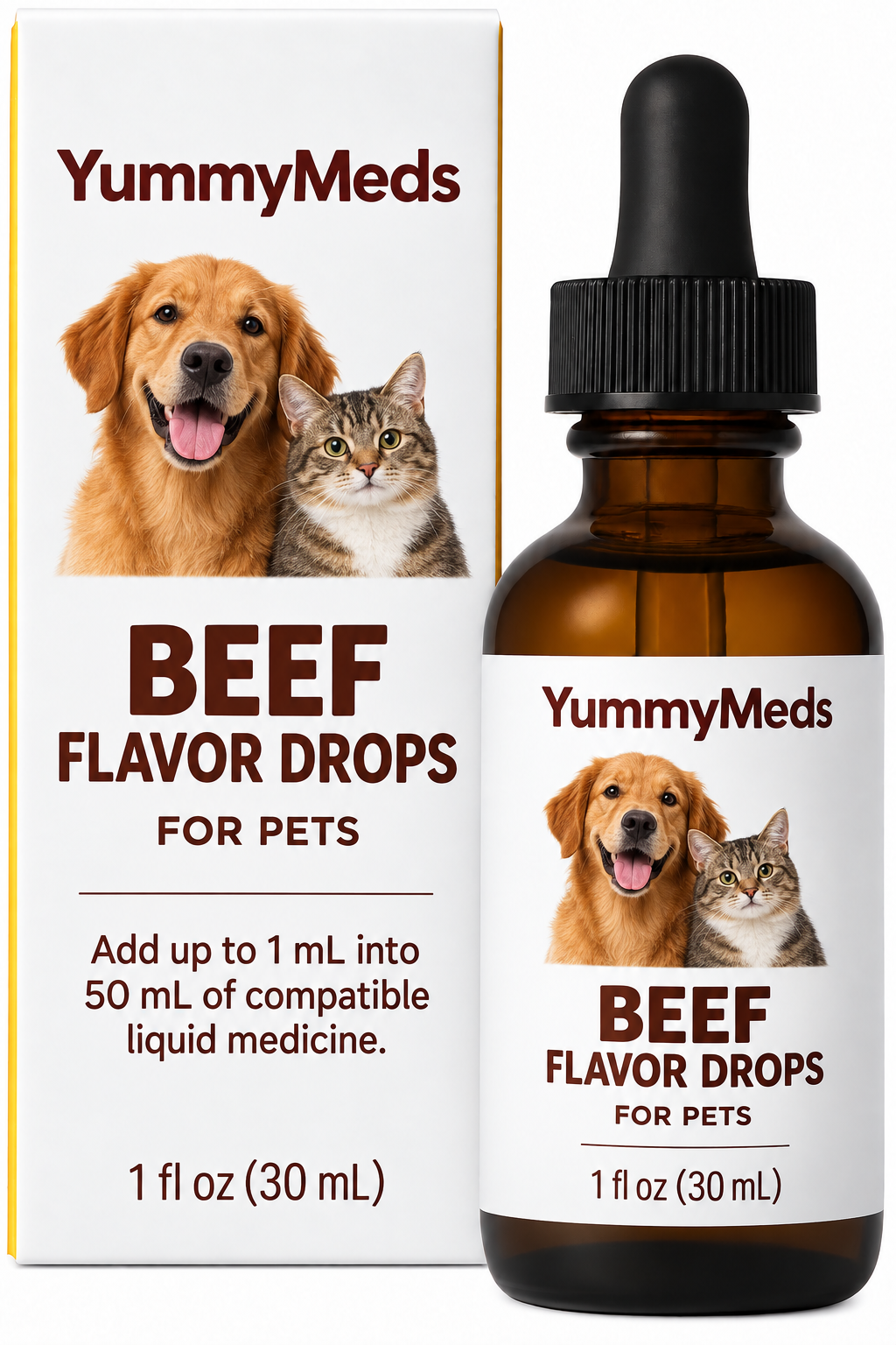 YummyMeds Beef flavor drops, 1 fl oz (30 mL) — for pets, product illustration 7