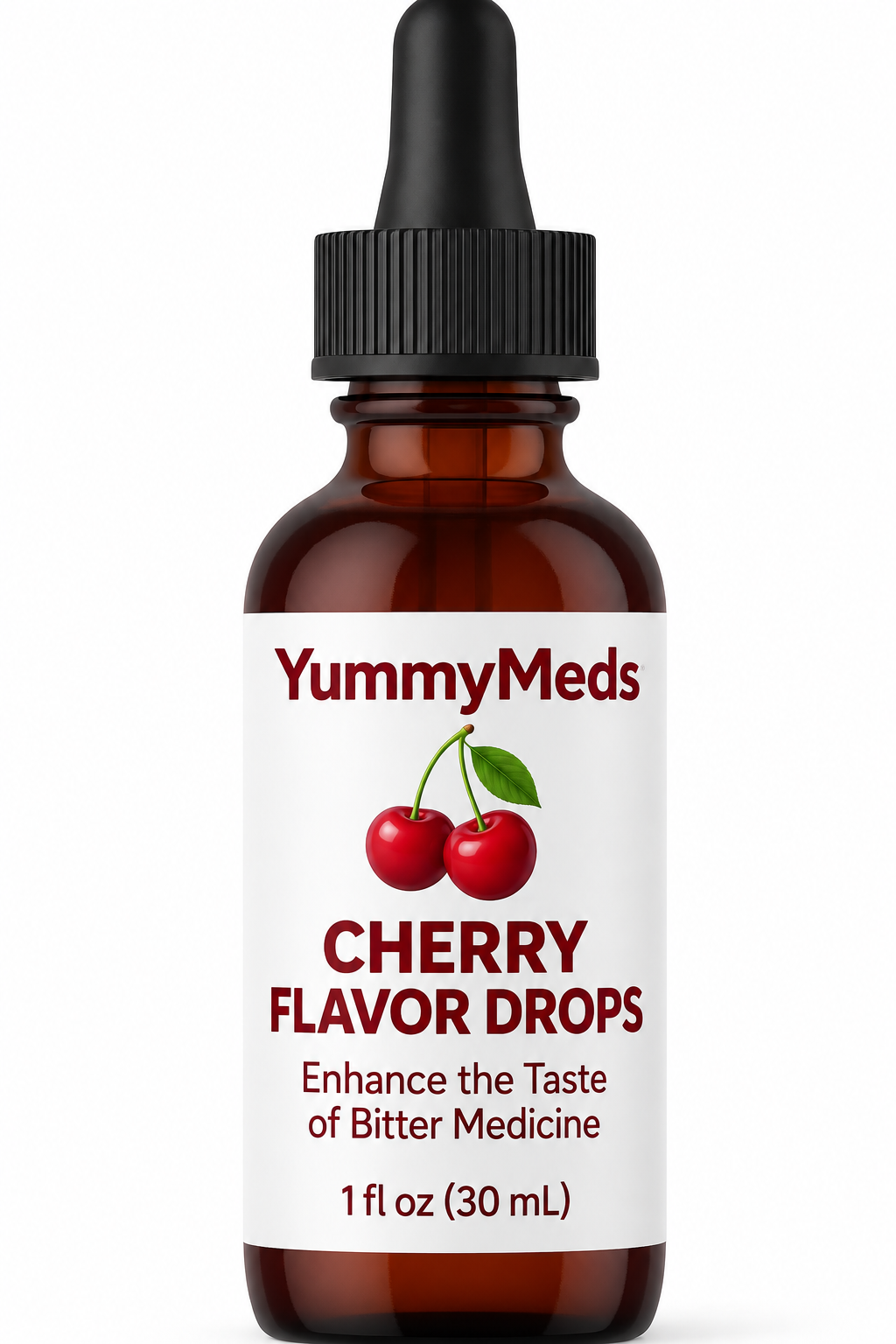 YummyMeds Cherry flavor drops, 1 fl oz (30 mL), modern white label
