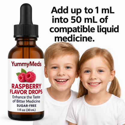 YummyMeds Raspberry flavor drops, 1 fl oz (30 mL) — product illustration 1